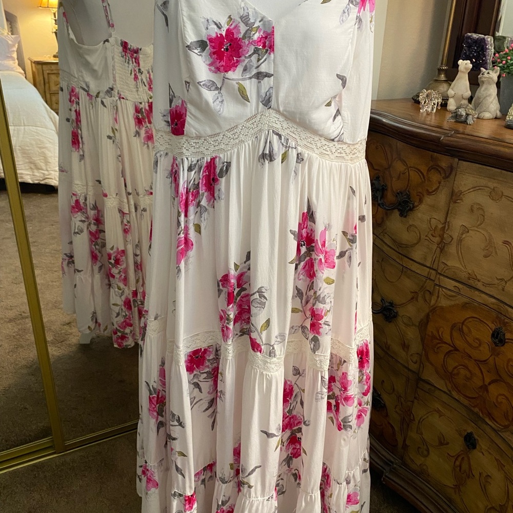 Torrid Floral Maxi Dress with Pink and White Design